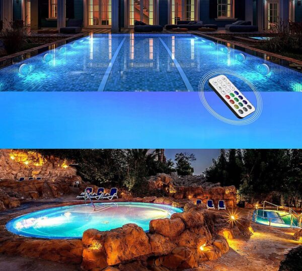 2 бр. водоустойчиви LED лампи RGB с дистанцинно