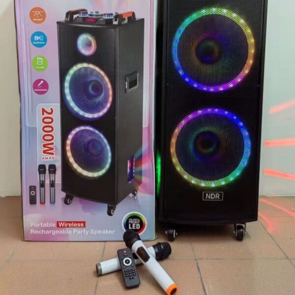 Двойна тонколона 2000W - 2 x 12" говорители, цветни светлини NDR-1222 - Image 7