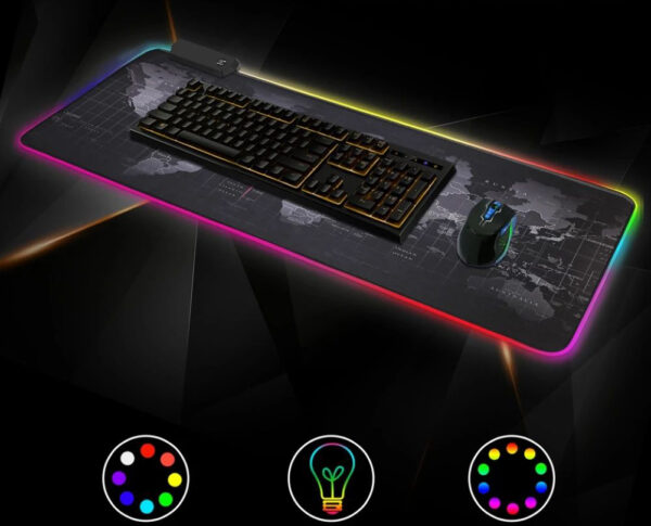 Светеща компютърна подложка с RGB осветление - World Map - Image 3