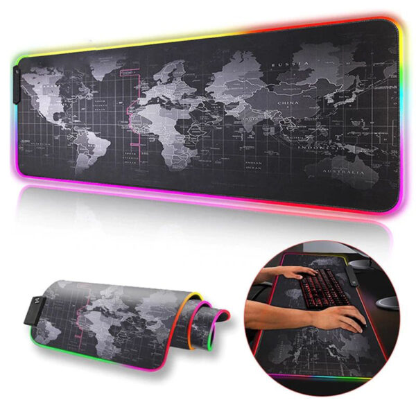 Светеща компютърна подложка с RGB осветление - World Map - Image 10