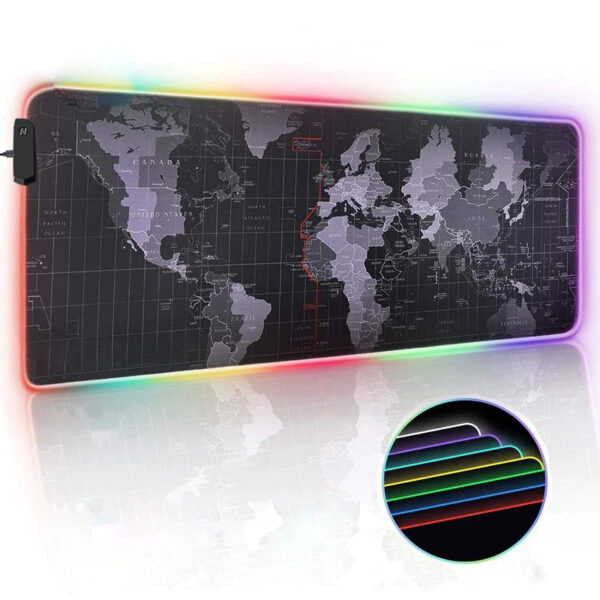 Светеща компютърна подложка с RGB осветление - World Map - Image 8