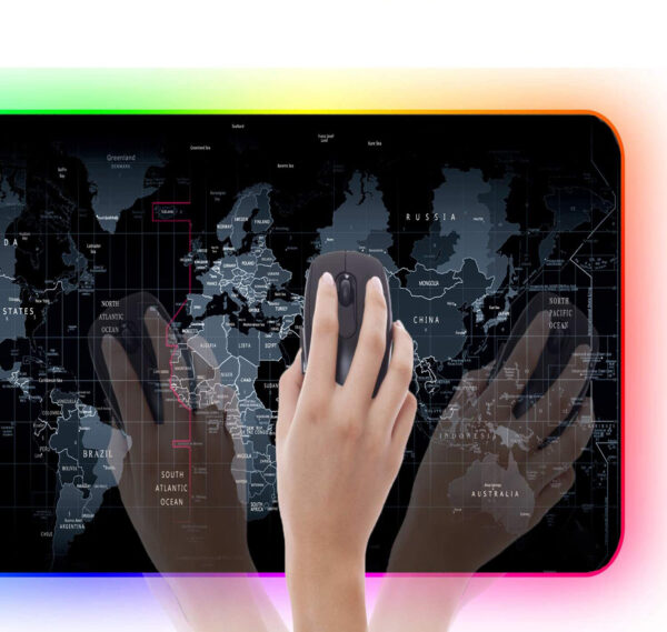 Светеща компютърна подложка с RGB осветление - World Map - Image 7