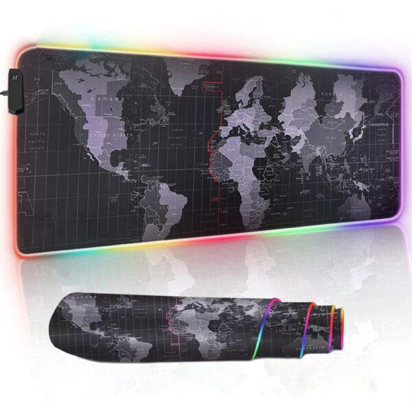 Светеща компютърна подложка с RGB осветление - World Map