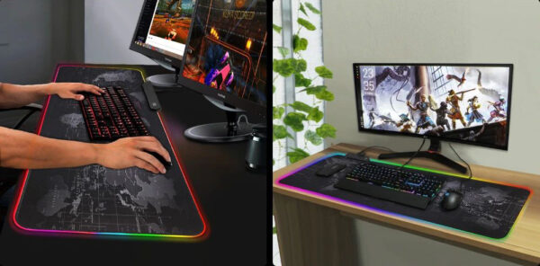 Светеща компютърна подложка с RGB осветление - World Map - Image 6