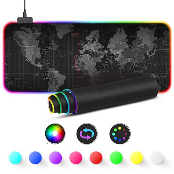 Светеща подложка за лаптоп RGB-1, 90x40 см - Карта на света