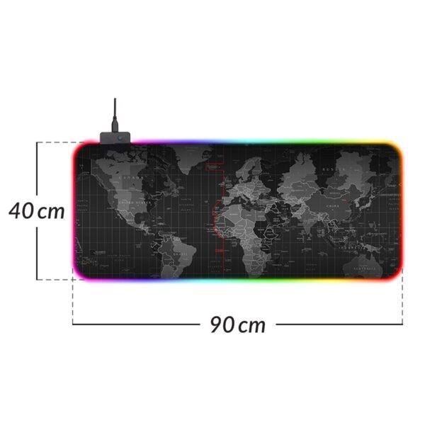 Светеща подложка за лаптоп RGB-1, 90x40 см - Карта на света