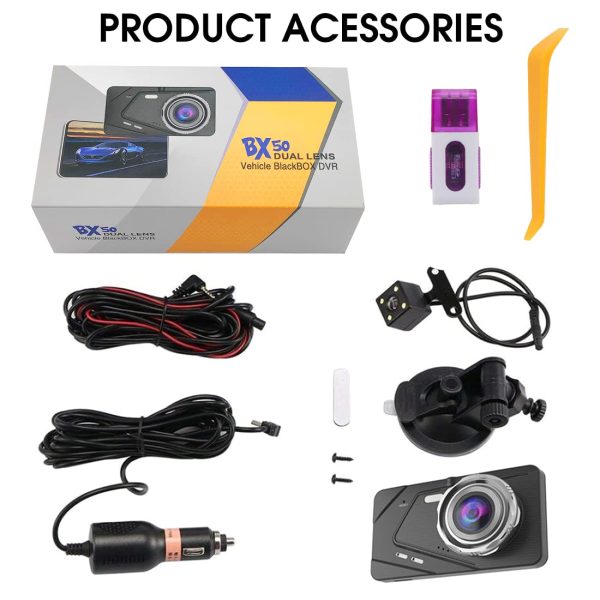 Видеорегистратор Dual Lens BX50 Vehicle BlackBox DVR - Image 3
